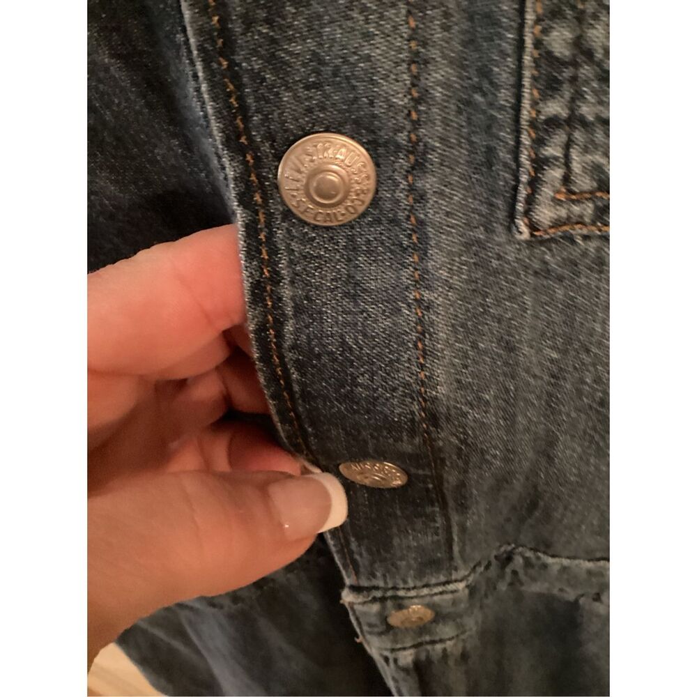Levi’s Strauss Denim Jumpsuit Sz L Button Down Stretch - Picture 6 of 11